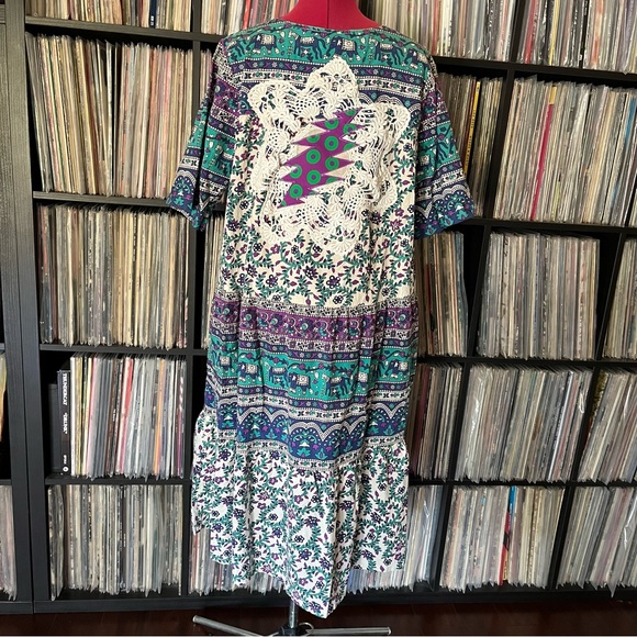 Vermont donuts stealie phish upcycled cotton L hippie 90s mandala SYF 🩵⭕️💜♻️ - Picture 4 of 10